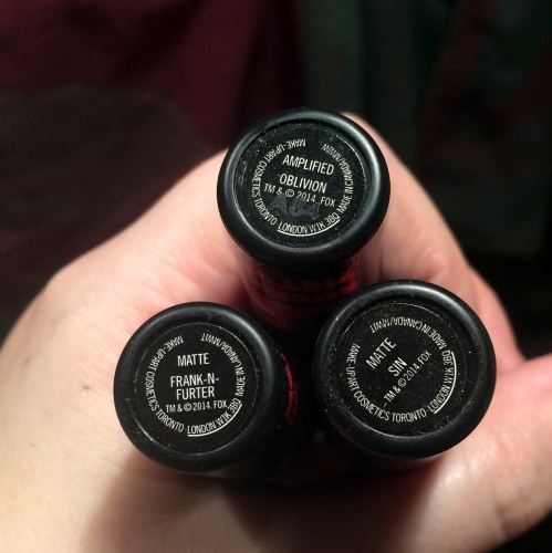 MAC Rocky Horror Picture Show Lipsticks Sin, Oblivion, Frank-n-Fruter