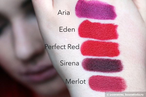 Nyx Matte Lipstick Merlot (Mls16), Perfect RED (Mls10), Eden (Mls27), Siren (Mls32), Aria (Mls30)