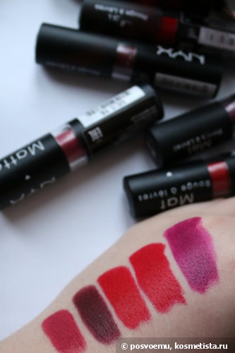 Nyx Matte Lipstick Merlot (Mls16), Perfect RED (Mls10), Eden (Mls27), Siren (Mls32), Aria (Mls30)