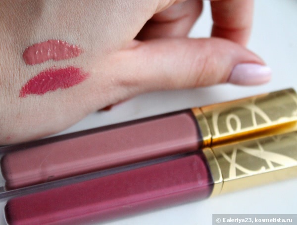 Лак для губ Estee Lauder Pure Color High Intensity Lip Lacquer в оттенках Mirrored mauve № 02 и Vinyl rose № 05