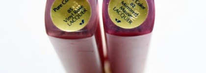 Лак для губ Estee Lauder Pure Color High Intensity Lip Lacquer в оттенках Mirrored mauve № 02 и Vinyl rose № 05