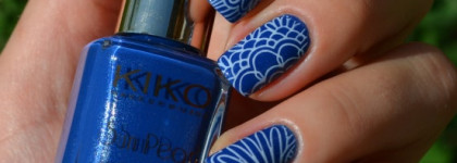 Kiko Sun Pearl nail lacquer # 429 Blue Spot и стемпинг Born Pretty Store