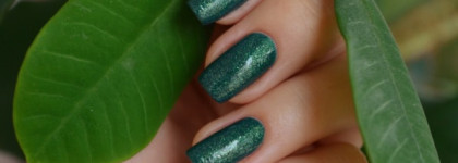 Kiko Sun Pearl nail lacquer # 428 River Green и новогодний дизайн