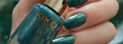Kiko Sun Pearl nail lacquer # 428 River Green и новогодний дизайн