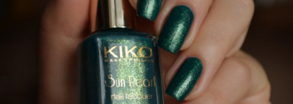 Kiko Sun Pearl nail lacquer # 428 River Green и новогодний дизайн