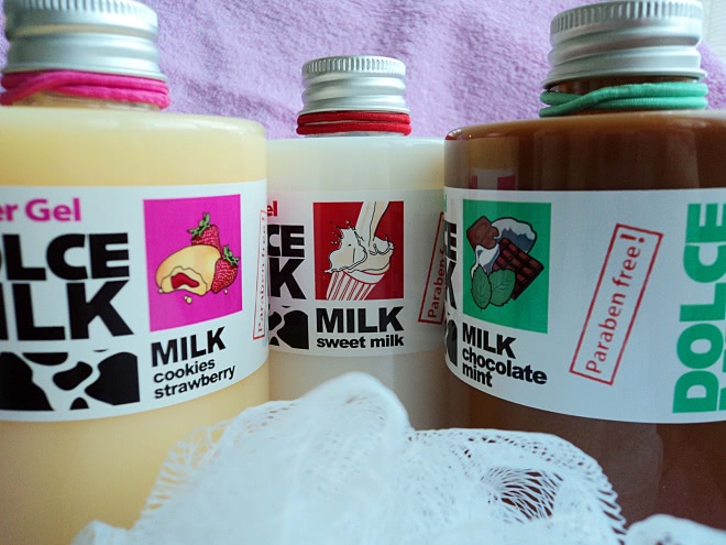 Любителям ароматных водных процедур посвящается. Гели для душа Dolce Milk: Cookies Strawberry, Sweet Milk, Chocolate Mint