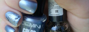 Лак Demini Color for my nails Nail Polish Glossy №130 +  Sally Hansen Hard As Nails Xtreme Wear Nail Color Vernis a Ongles  №600 Spark in the Dark