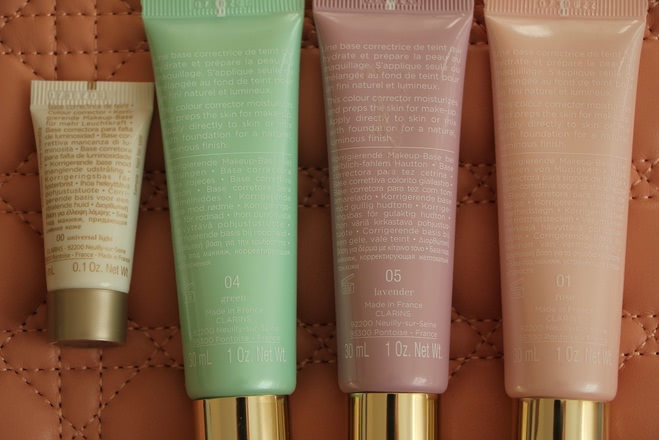 3+1. Сравниваем. Смешиваем. Clarins SOS Primer. Universal Light 00. Rose 01. Green 04. Lavender 05