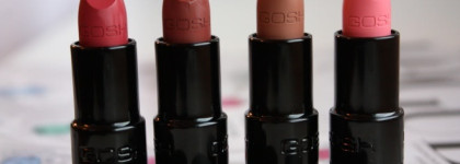 Gosh Velvet Touch: 009 Matt Sweetness, 010 Matt Smoothie, 011 Matt Nougat и 012 Matt Raisin