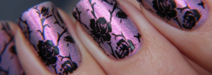 El corazon Active Bio-gel Color Gel Polish collection Magic Shine 423/558 Magic Tenderness и стемпинг  Moyou Pro XL-10