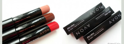 Помада-карандаш для губ Avon Ultra Color Lip Crayon в оттенках Fairest Nude/Прекрасный телесный (27660), Plum Perfect/Идеальный сливовый (27656), Cherry Picked/Спелый вишневый (27655)