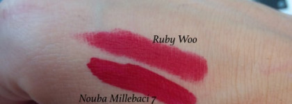 MAC lipstick Retro Matte Ruby Woo vs Nouba Millebaci 7 Long Lasting Lip Color 7
