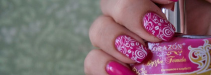 Летний маникюр  в розовых тонах (стемпинг)