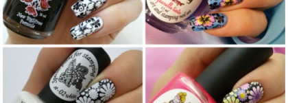 Дизайн ногтей. Раскрашенный стемпинг с красками и тинтами El Corazon Kaleidoscope