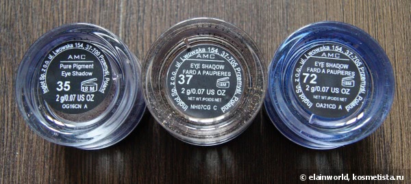 Inglot AMC Pure Pigment #35, #37, #72