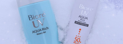 Защита от солнца Biore: Aqua Rich Watery Gel Spf 50+ и Aqua Rich Watery Cream Whitening Spf50+
