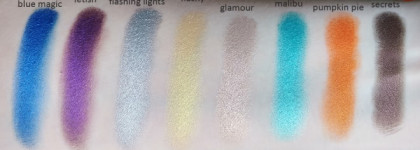 Coloured Raine Eye Shadow - оттенки Blue Magic, Fetish, Flashing Lights, Flashy, Glamour, Malibu, Pumpkin Pie, Secrets