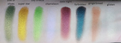 Coloured Raine Eye Shadow - оттенки Side of Olives, Super Star, Bay Breeze, Chameleon, Date Night, Forbidden, Gingerbread, Glisten