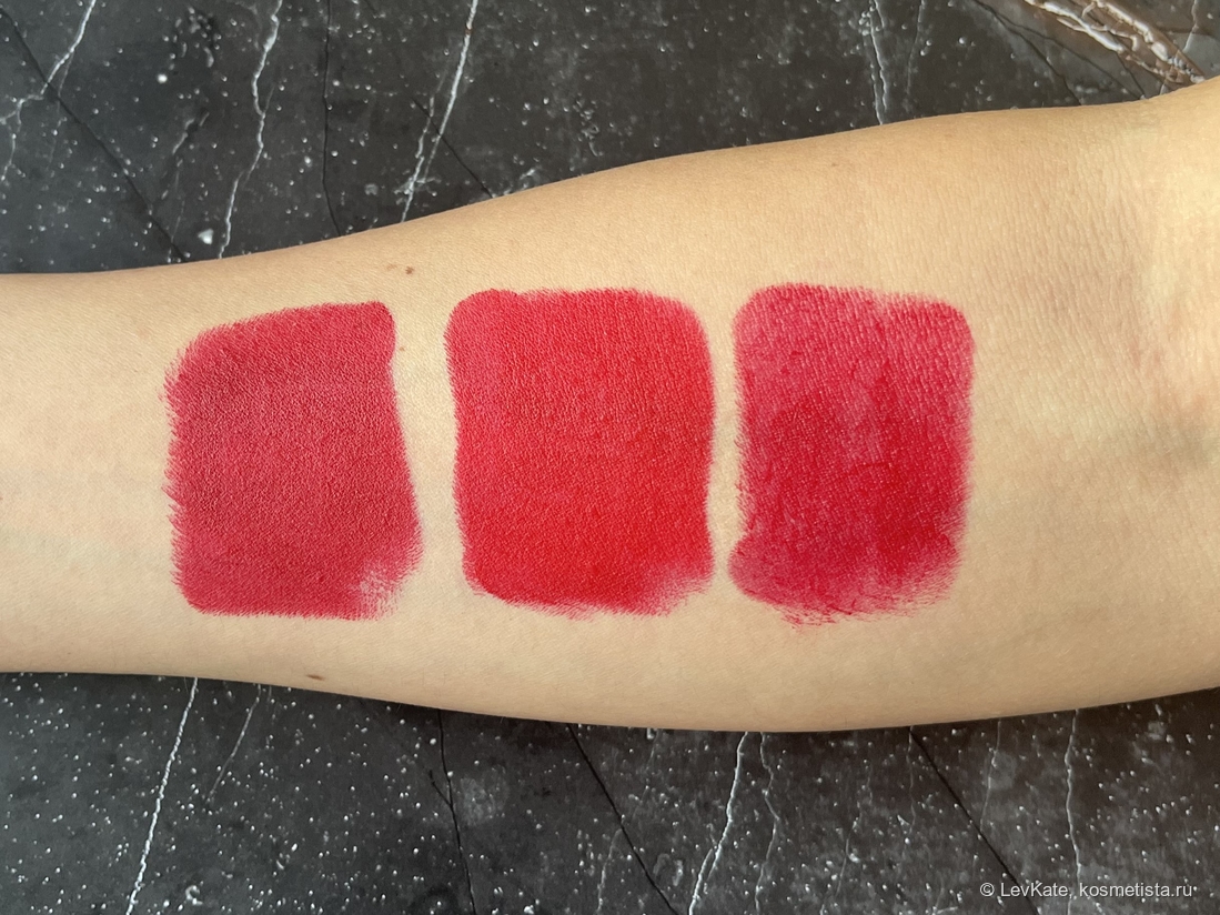 Слева направо: МАС Russian Red, Tom Ford Ruby Rush, Chanel Pirate