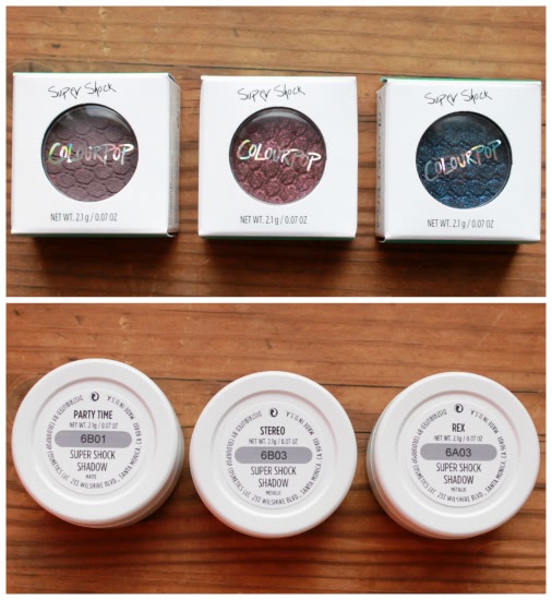Тени ColourPop в оттенках Party time, Stereo, Rex
