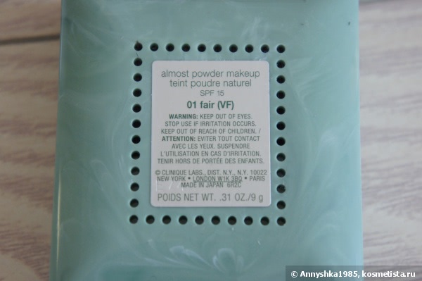 Clinique Almost Powder Makeup Teint Poudre Naturel Spf 15, в оттенке 01 fair. Моя Идеальная Пудра
