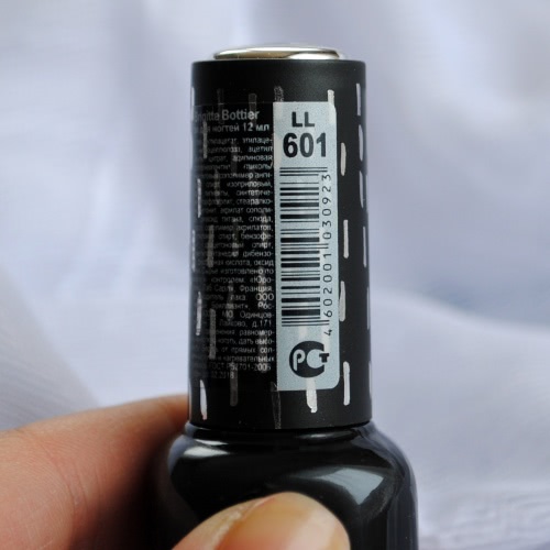 Чёрная кожа на ногтях с Brigitte Bottier Liquid Leather в оттенке 601