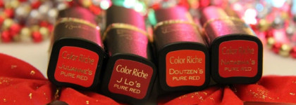 Губная помада L'oreal Color Riche Collection Exclusive Pure Reds - помады одной тональности, фото - обзор четырех оттенков: Doutzen, J Lo, Natasha, Julianne