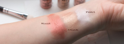 Мои пигменты от Nyx Loose pearl eye shadow в оттенках Pearl, Mink, Rust