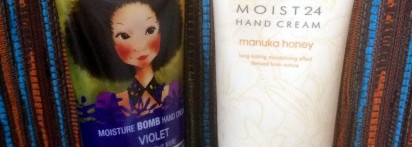 Корейские кремики для рук- Fascy Moisture bomb hand cream Violet и Missha Moist 24 hand cream manuka honey