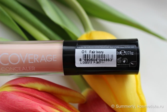 Весьма неплохой бюджетный вариант Flormar Perfect Coverage Liquid Concealer #01 Fair Ivory
