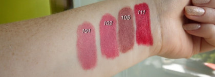 Четыре прекрасных оттенка Rimmel Lasting Finish Matte by Kate 101, 102, 105, 111