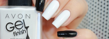 Avon Gel Finish Nail Enamel "Antarctic" и "Iceberg White" + стразы Avon + стемпинг Konad m73
