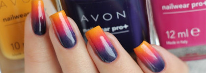 Градиент лаками Avon + стемпинг Konad