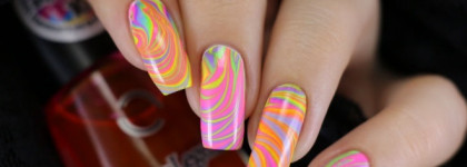 Неоновый водный маникюр с тинтами Dance Legend Aquarelle Top Coat