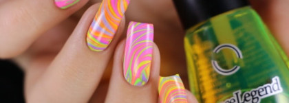 Неоновый водный маникюр с тинтами Dance Legend Aquarelle Top Coat