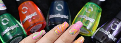 Неоновый водный маникюр с тинтами Dance Legend Aquarelle Top Coat