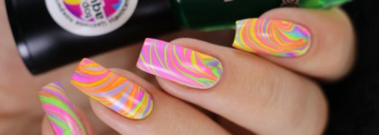 Неоновый водный маникюр с тинтами Dance Legend Aquarelle Top Coat