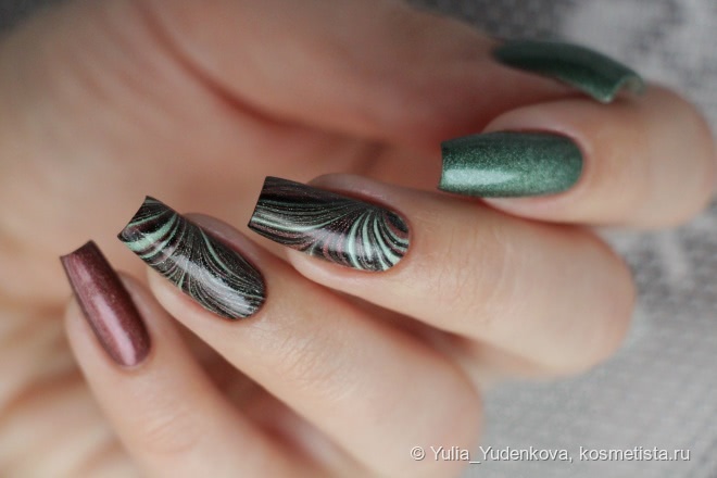 Голографикии El Corazon Active Bio-Gel Prisma 423/25 и 423/29 + дизайн в технике WaterMarble
