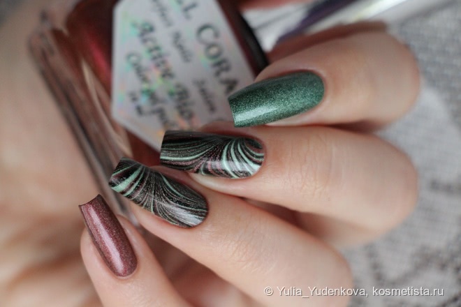 Голографикии El Corazon Active Bio-Gel Prisma 423/25 и 423/29 + дизайн в технике WaterMarble