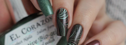 Голографикии El Corazon Active Bio-Gel Prisma 423/25 и 423/29 + дизайн в технике WaterMarble