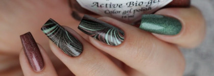 Голографикии El Corazon Active Bio-Gel Prisma 423/25 и 423/29 + дизайн в технике WaterMarble