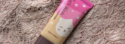 Очень легкая сияющая основа с милым оформлением от Tony Moly Cats Wink Shiny Skin Foundation. Фото ДО, После и в Образе