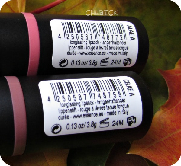Стойкая помада для губ Essence Longlasting Lipstick в двух оттенках 06 Barely there и 07 Natural beauty