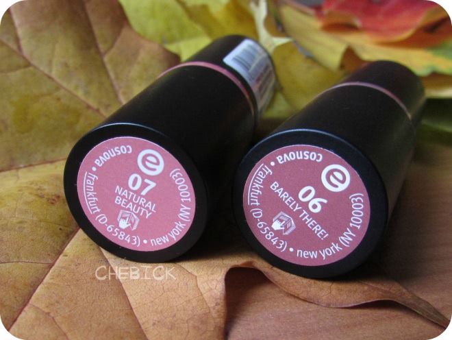 Стойкая помада для губ Essence Longlasting Lipstick в двух оттенках 06 Barely there и 07 Natural beauty