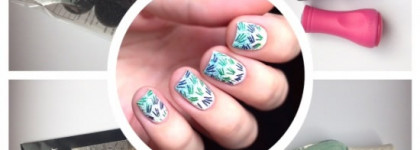 Жаркие тропики с NailLOOK Smoothie Banana&Minty Lime + Konad Square Plate-11