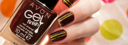 Вишнёвое вино: Avon Gel Finish в оттенке Wine and dine me + дизайн с лентой