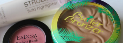 Physicians Formula Murumuru Butter Bronzer, IsaDora Perfect Blush 61 Cool Pink, IsaDora Strobing-fluid Highlighter 80 Cool Glow