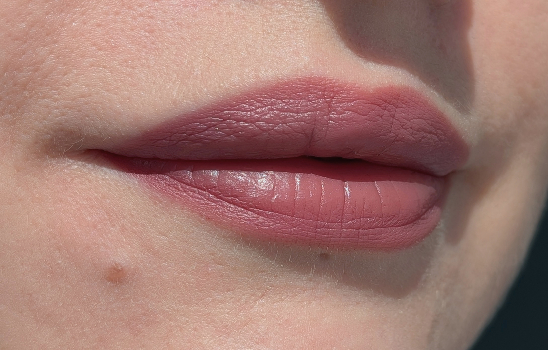 MAC MACximal Matte Lipstick Soar, очень тонкий растушеванный слой, солнце