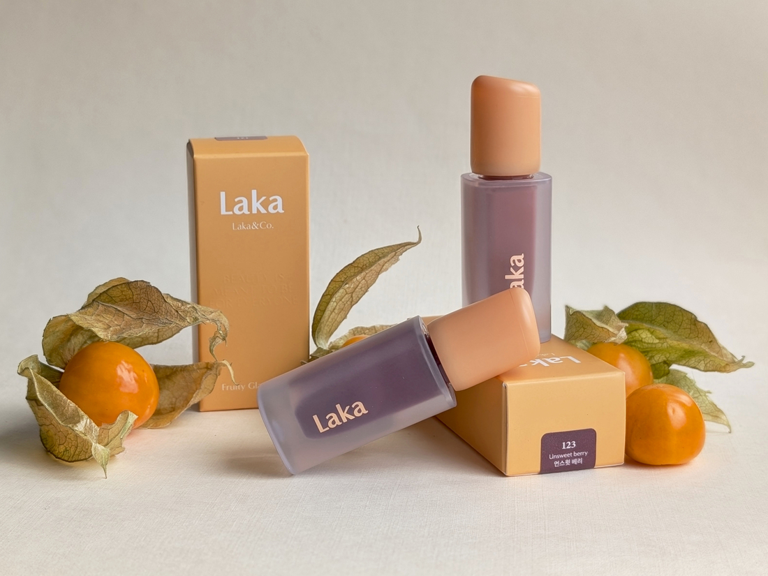Laka Fruity Glam Tint 123 Unsweet Berry, 121 Ash Nut