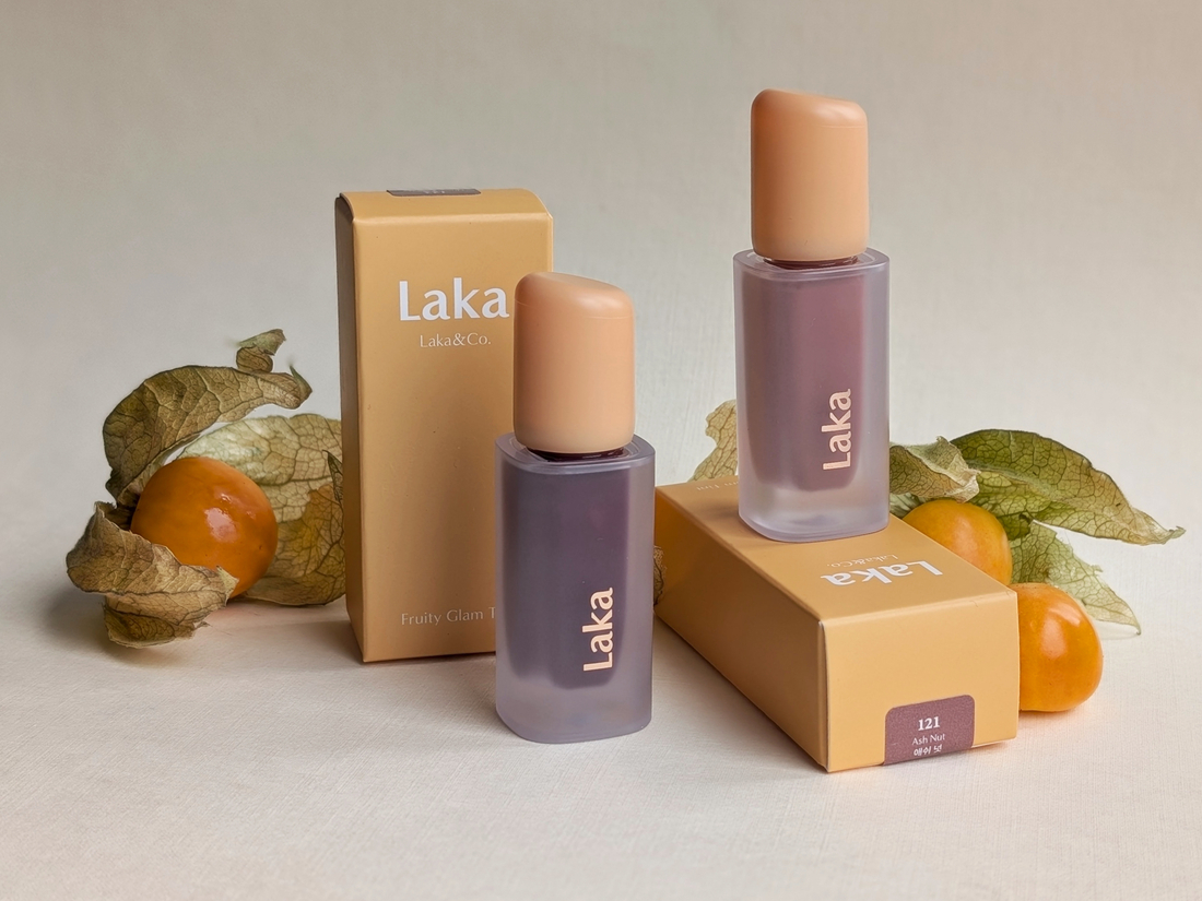 Laka Fruity Glam Tint 123 Unsweet Berry, 121 Ash Nut